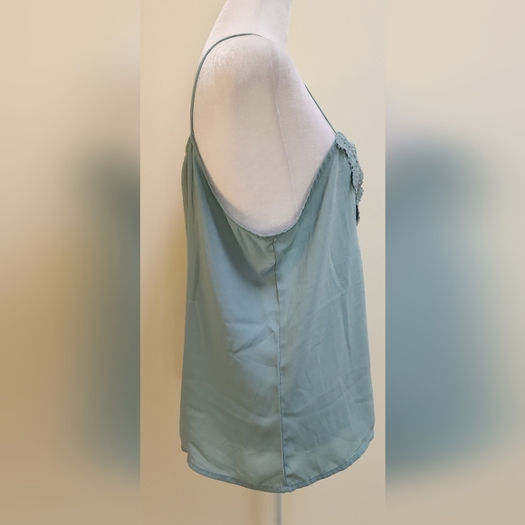 Sage Green Lace Up Camisole Cami Tank Top Women's Size Medium - Picture 3 of 6